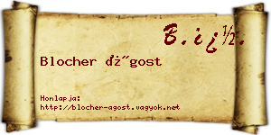 Blocher Ágost névjegykártya